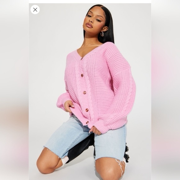Sweaters - Fashion Nova Couch Convo Cardigan - Pink Size 1X (NWOT)